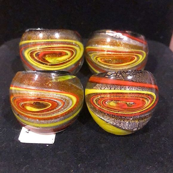 Women’s Orange Hand Blown Glass Rings Sizes 5-1/3 - 8 - Picture 1 of 10